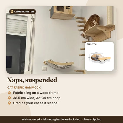 Wall-mounted fabric cat hammock