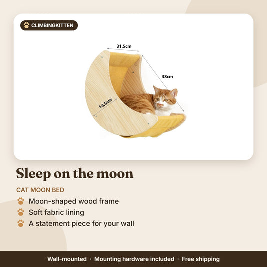 Moon-shaped wall-mounted cat bed