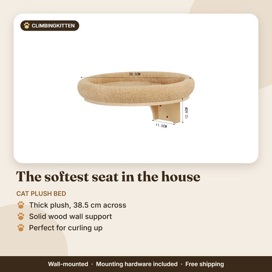 Wall-mounted plush cat bed