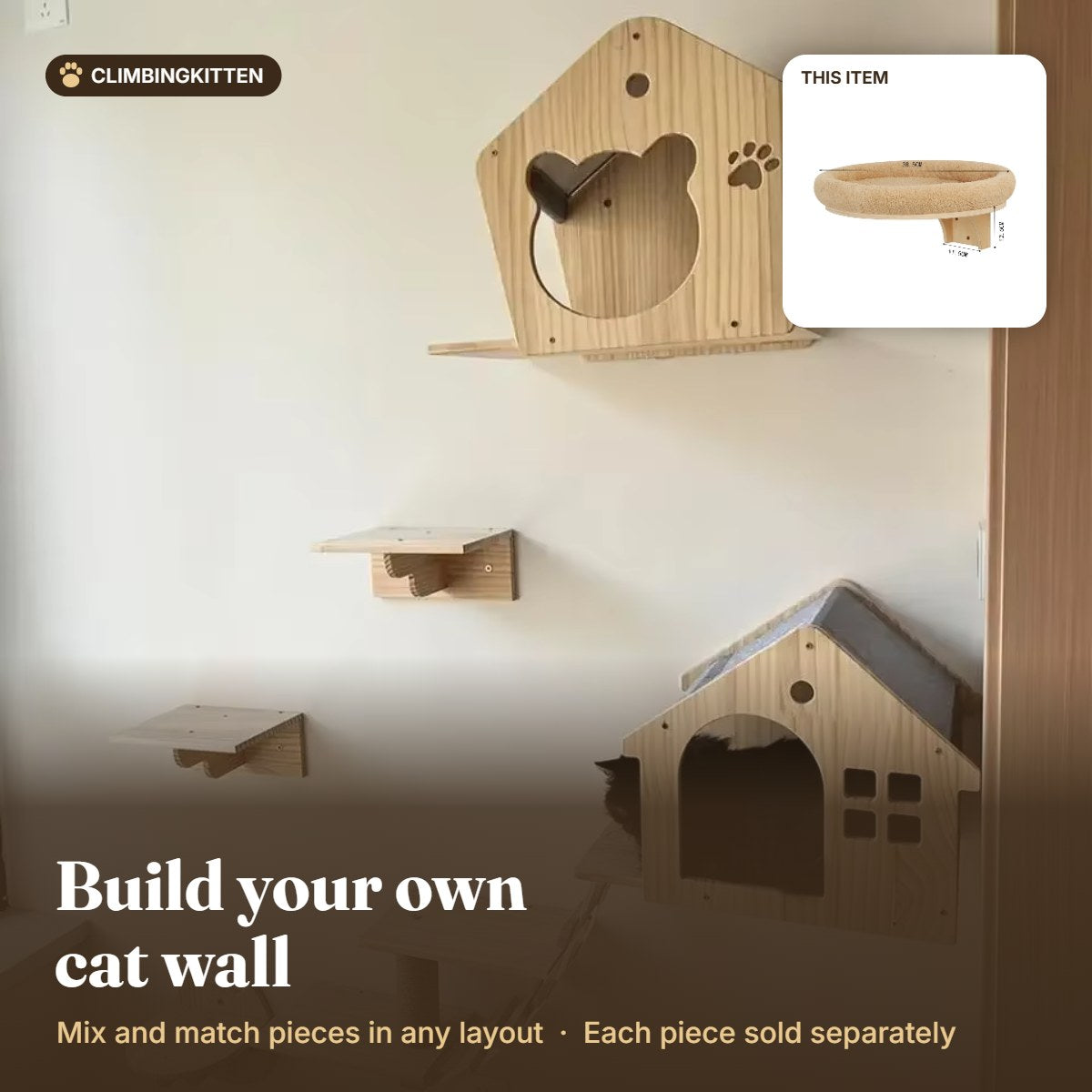 Build your own cat wall with the plush bed