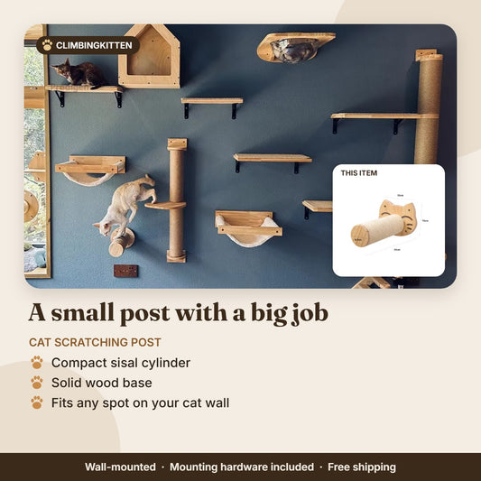 Compact wall-mounted cat scratching post