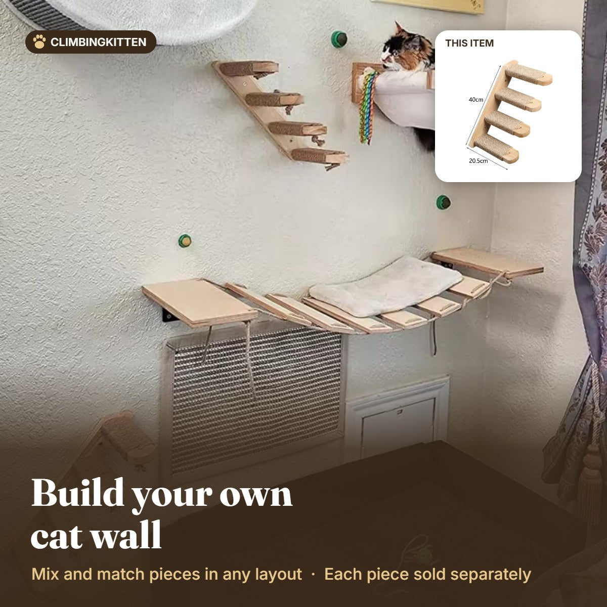 Build your own cat wall with the cat stairs