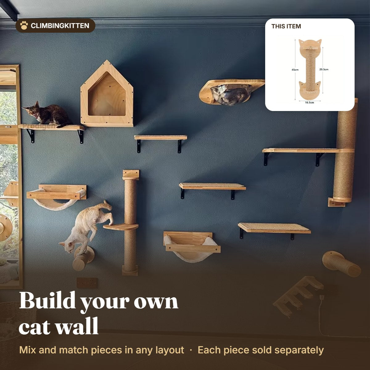 Build your own cat wall with the vertical post